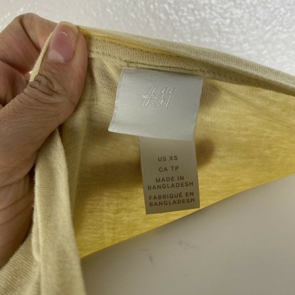 H&M Women's Top Crop Front Twist Basic Yellow Size - Picture 3 of 3